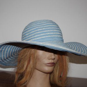 Giovannio New York Blue White Striped Paper Polyester Hat One size